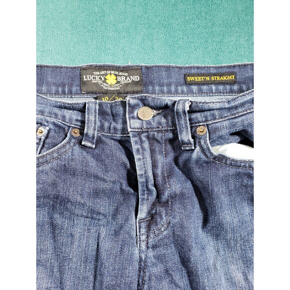 Lucky Brand Jeans Size 10 Womens Blue Stretch Pants Fray Hem Sweet N Straight - Picture 6 of 13